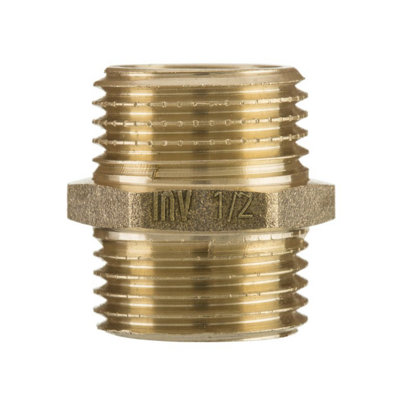 Invena 3/4 Inch Male Pipe Nipple Union Joiner Fitting Connection Brass from B&Q