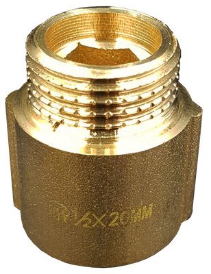 Invena 20mm X 1/2 Inch Tap Pipe Thread Extension Female X Male Cast Iron Brass Extender from B&Q