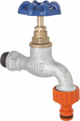 B&Q -  1/2 Inch Garden Hose Tap Cast Iron Faucet Valve Fits Hozelock / Gardena
