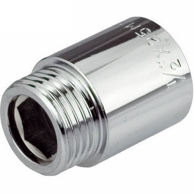 Invena 40mm X 1/2 Inch Pipe Thread Extension Female X Male Chrome Brass from B&Q