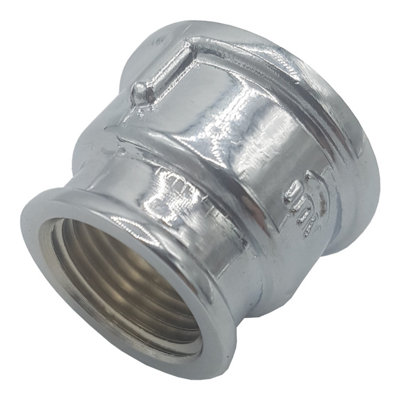 Invena 3/4X1/2 Inch Pipe Connection Reduction Female Fittings Muff Chrome