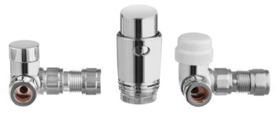 Invena Chrome Axial Thermostatic Angled Set Heater Pex/copper Radiator Connection from B&Q