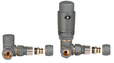 Invena Graphite Axial Thermostatic Angled Set Heater Pex/copper Radiator Connection from B&Q