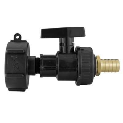  - 2" Ibc S60X6 Cap Kit With Large Lever Union Ball Valve And 19mm Brass Barb Fitting