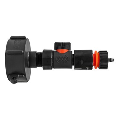 Ibc S60X6 To 3/4" Bsp Adapter Kit With Snap-On Valve And 4mm Micro Barb Hose Connector from B&Q