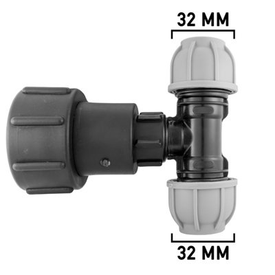 Ibc 2" S60X6 To 1" Bspf Extended Connector With 32mm Mdpe Tee Set from B&Q