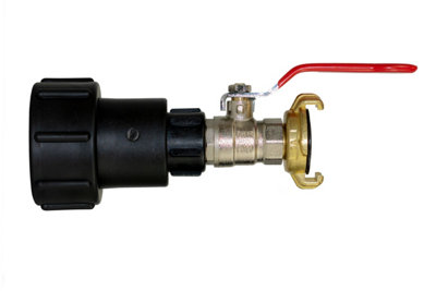 Ibc 2" S60X6 To 1" Bsp Female Extension Adapter Kit With 1" Brass Lever Tap And Geka-Style Connector from B&Q