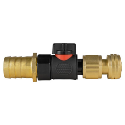 25mm Brass Hose Tail With 3/4" Bspf Quick-Connect Valve And 1/2" Brass Hose Connector from B&Q