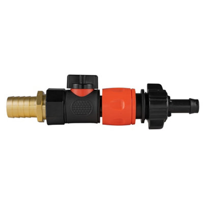 19mm Brass Hose Barb Joiner With 3/4" Bspf Valve And 13mm Quick-Connect Hose ConnectorHcvkit022J from B&Q