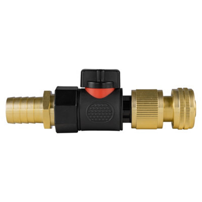 19mm Brass Hose Tail Kit With 3/4" Bspf Quick-Connect Valve And 1/2" Brass Click-Lock Connector from B&Q
