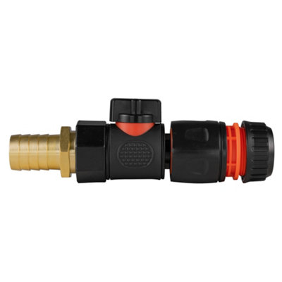 Hcvkit022A Brass 19mm Barbed Straight Joiner With 3/4" Bspf Quick-Connect Valve And 1/2" Female Hose Connector from B&Q
