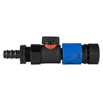 16mm Barbed Irrigation Joiner With 3/4" Bspf Twist Valve And Quick-Click Hose Adapter Set from B&Q
