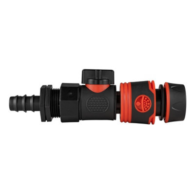 16mm Barbed Irrigation Joiner With 3/4" Bspf Quick-Connect Valve And 1/2" Soft-Touch Hose ConnectorBlack/orange from B&Q