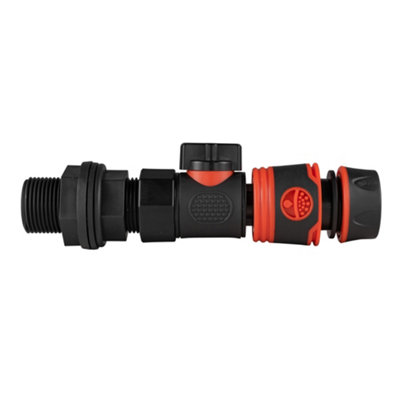 Black Soft Hose Connector With 3/4" Bsp Water Butt Adapter And Quick-Connect Valve Set from B&Q