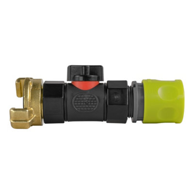 Lime 3/4" Bsp Click-Lock Hose Connector With In-Line Soft-Touch Valve And Brass Geka-Type Coupling from B&Q