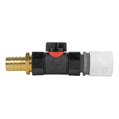 19mm Brass Barb Fitting With Bspf In Line Valve And Click Lock Hose Connector Wl from B&Q