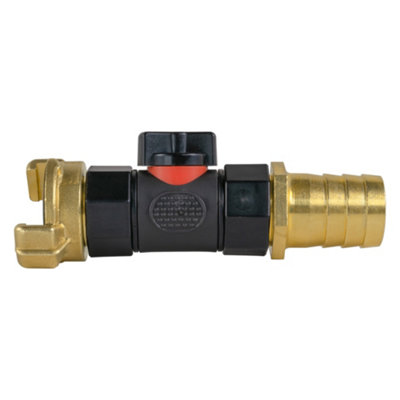 Geka-Style 3/4" Bsp Quick-Connect Coupling With In-Line 3/4" Bspf Valve And 25mm Brass Hose Joiner from B&Q