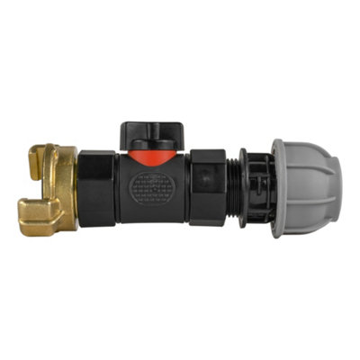 20mm Mdpe Straight Coupling Kit With 3/4" Bspf Soft-Turn Valve And Geka-Type Hose Connector from B&Q