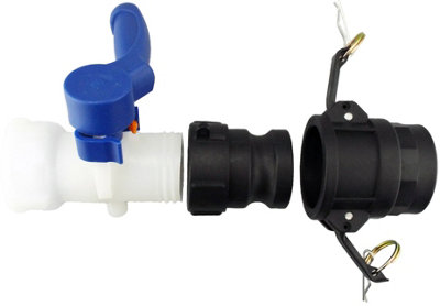 Ibc 2" S60X6 Valve Kit With S60X6 To 1.5" Male Camlock Adapter And 1.5" Type D Camlock Coupling from B&Q
