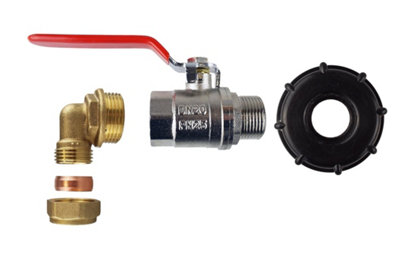 Ibc S60X6 2" Lid With 1" Bspf Thread1" Bspm-F Lever Valve And 28mm Brass Compression Elbow Kit from B&Q