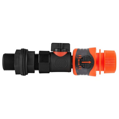 3/4" Bsp Water Butt Fitting Kit With Quick-Connect Valve1/2" Click & Lock Hose Connector And Tank Seal from B&Q