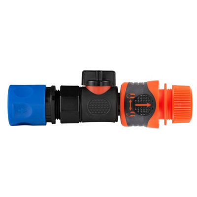 Blue Hose Adapter Kit With 1/2" Click-And-Lock Connector3/4" Bspf Quick-Connect Valve And 3/4" Bspm Female Connector from B&Q