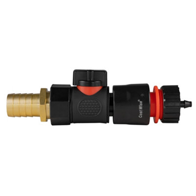 19mm Brass Straight Joiner With 3/4" Bspf Quick-Connect Valve And 4mm Micro Barb Connector Set from B&Q