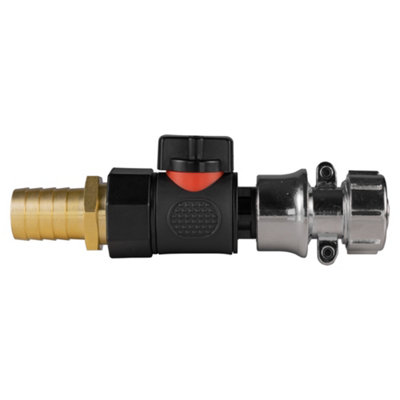  - 19mm Brass Straight Joiner With 3/4" Bspf Snap-On Valve And Zinc Chrome Quick-Connect Hose Connector