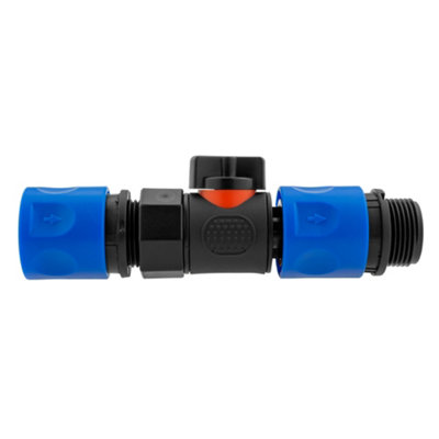 Quick Connect 3/4" Bspf Male Valve With 2 X 3/4" Bspm Female Hose ConnectorsGarden Irrigation Set from B&Q