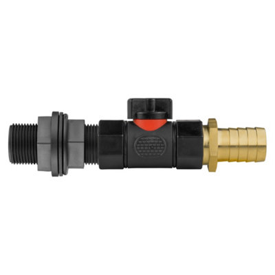 Water Butt Connector 3/4" Bsp With In-Line Bspf Valve And 25mm Brass Barbed Fitting Kit Hcvkit001D from B&Q
