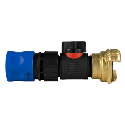 Blue 3/4" Bsp Click-Lock Hose Connector Kit With In-Line Bspm Valve And Geka Brass Coupling from B&Q