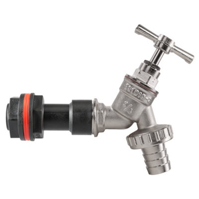 3/4" Bsp Water Butt Extension Kit 50mm With Nickel-Plated Barbed Garden Bib Tap from B&Q