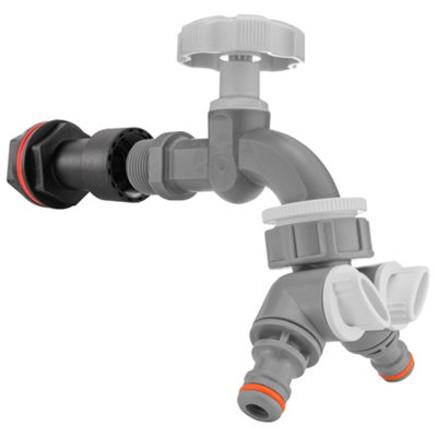 3/4" Bsp Water Butt Extension Kit 50mm Projection With Grey Dial Tap And Dual Outlet Splitter from B&Q
