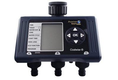 - Cost Wise Triple-Valve Garden Water Timer3-Zone Programmable Battery-Powered Controller