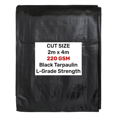 L-Grade Black/silver Tarpaulin 2M X 4M Heavy-Duty 220Gsm from B&Q