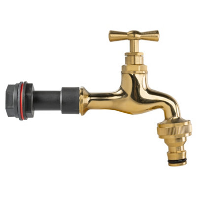 Water Butt Extension Set With 50mm Extension Polished Brass Tap And Quick Connect Fitting from B&Q