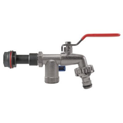 Dual Tap Water Butt Extension Set With Nut And Washers For Rainwater Harvesting from B&Q