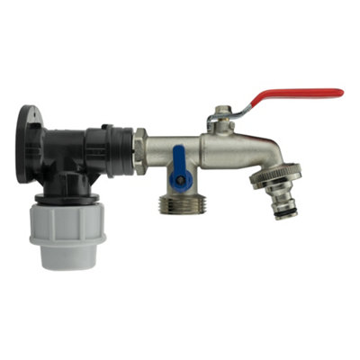 25mm Mdpe Wall Flange Set With 3/4" Bsp Dual Lever Tap And Quick-Connect Outlet from B&Q