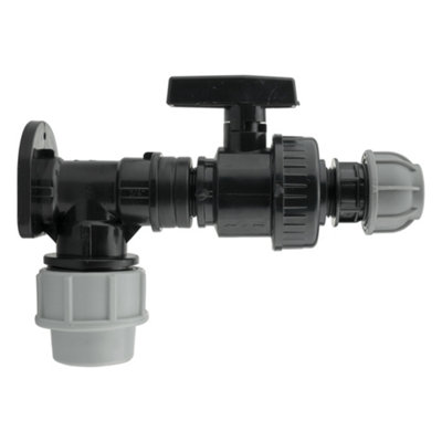 25mm Mdpe Wall Flange Kit With Large Bsp Plastic Valve And 20mm Straight Joiner Pn10 from B&Q