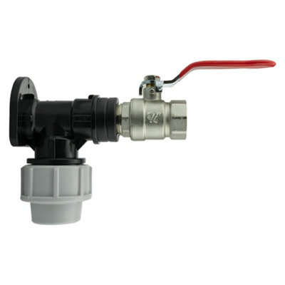 25mm Mdpe Wall Flange Set With 3/4" Bsp Brass Nickel-Plated Lever ValveCompression Connections from B&Q