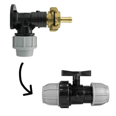 25mm Mdpe Wall Flange Kit With 25mm Valve And 13mm Barbed And 3/4" Bsp Geka Connectors from B&Q