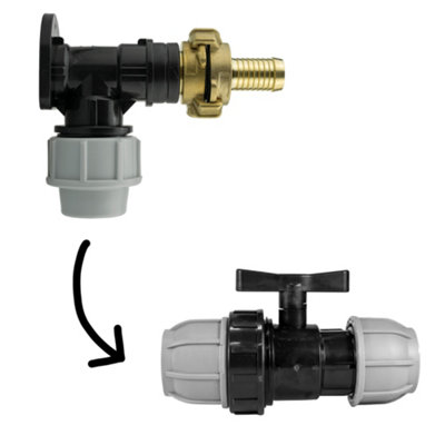 25mm Mdpe Wall Flange Kit With 25mm Valve And Brass Geka 3/4" Bsp And 19mm Barb Connectors from B&Q