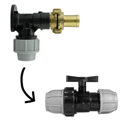 25mm Mdpe Wall Flange Set With Valve And Geka Claw Connectors For 25mm Pipework from B&Q
