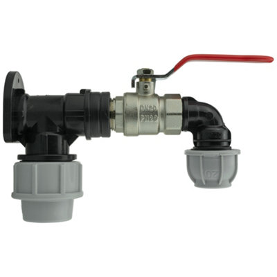 25mm Mdpe Wall Flange Kit With Brass Nickel Plated Lever Valve And 20mm Elbow from B&Q