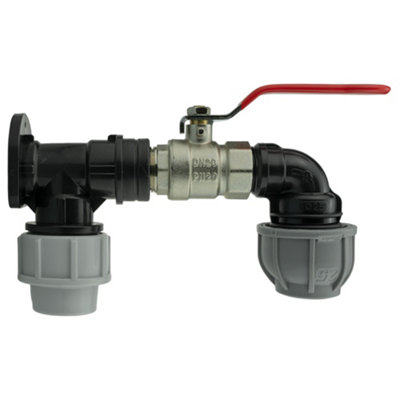 25mm Mdpe Wall Flange Set With Nickel Plated Lever Shut Off Valve And  Elbow from B&Q