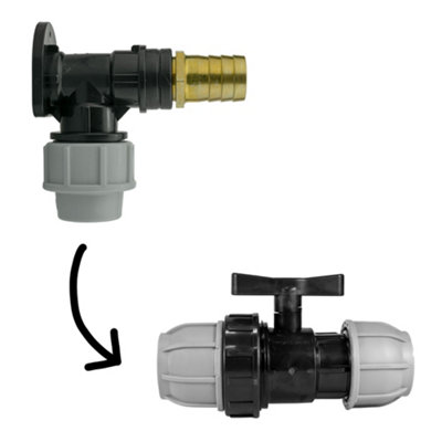 25mm Mdpe Wall Flange Set With Valve And 25mm Brass Barb Straight JoinerPn10Compression3/4" Bsp from B&Q