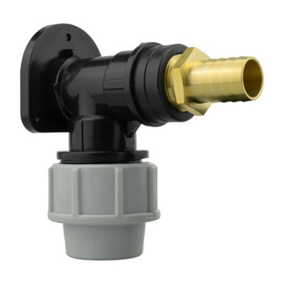 25mm Mdpe Wall Flange Set With 19mm Brass Barb Joiner For 3/4" Bsp Pipe-To-Wall Fixing from B&Q