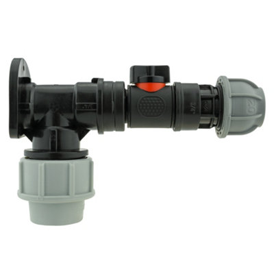 25mm Mdpe Wall Flange Kit With 3/4" Bsp In Line Soft Touch Valve And 20mm Straight Joiner Pn10 from B&Q