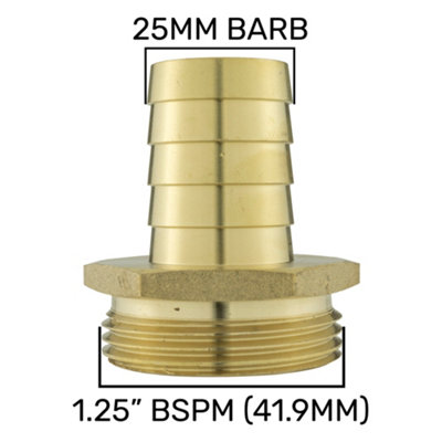 25mm Brass Hose Connector With 1.25" Bsp Male ThreadHose Barb To Threaded Joiner from B&Q