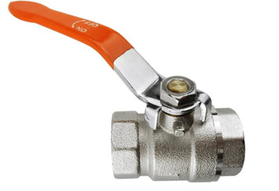 Nickel-Plated Brass Lever Valve 1.5" Bsp Female Thread38.1mm from B&Q